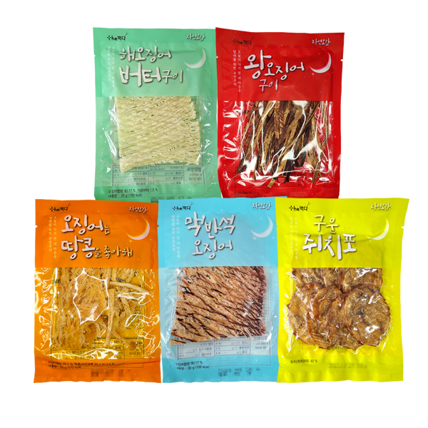 더먹다 자연오감 간단 편의점 막걸리 맥주 안주 건어물 5종 세트 1+1(총 10봉) : 더 먹다
