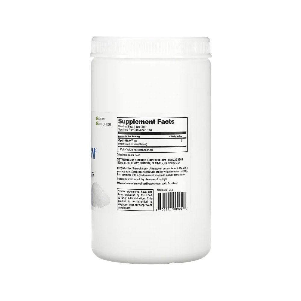 Sunfood 선푸드 순수 옵티-MSM 플레이크 1 lb (454 g) : 또랭이 스토어