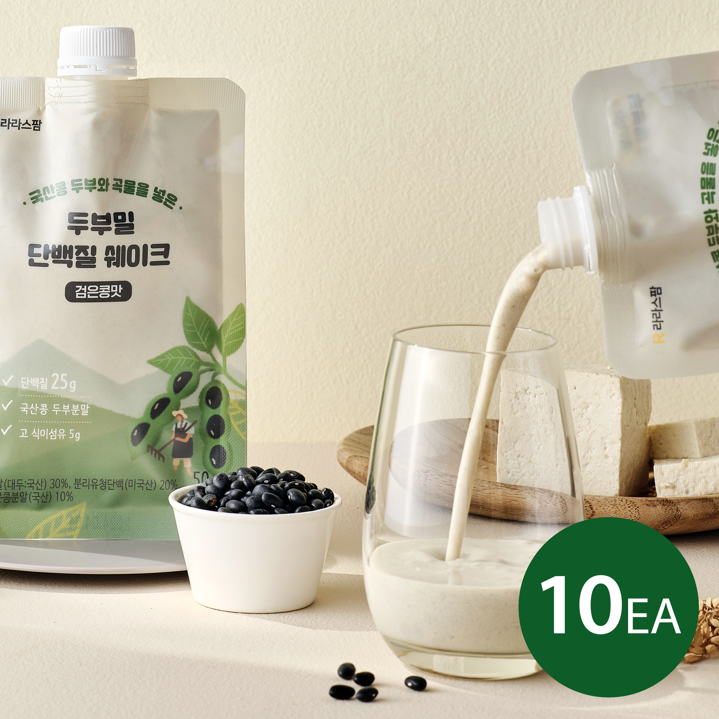 두부밀 단백질쉐이크 맛있는 한끼 식사대용 프로틴 쉐이크 파우치 10개 국산콩두부 분리유청 : 라라스팜