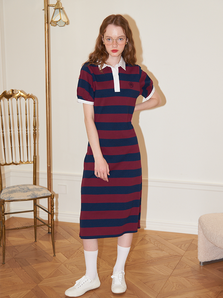 [살롱드욘] 스트라이프 카라 원피스  [ Stripe Collar Dress] : 살롱드욘