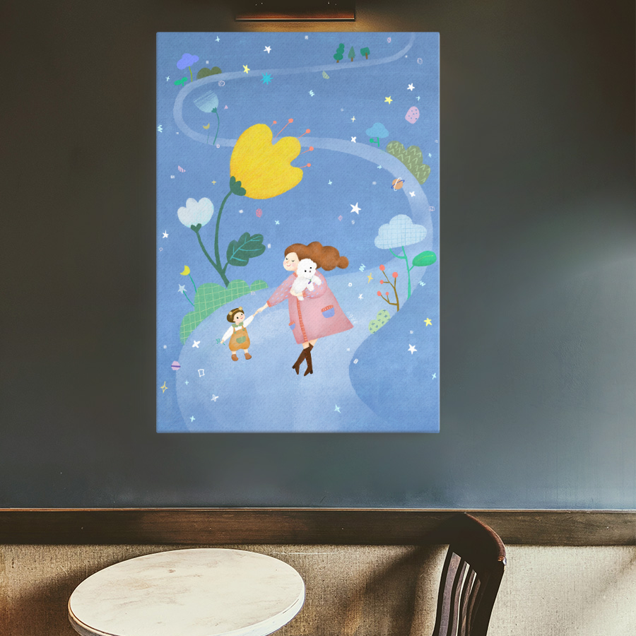꿈결 산책 꿈달콩 작가 그림 작품 캔버스 액자 A3 사이즈 : 컨티뉴 아트샵