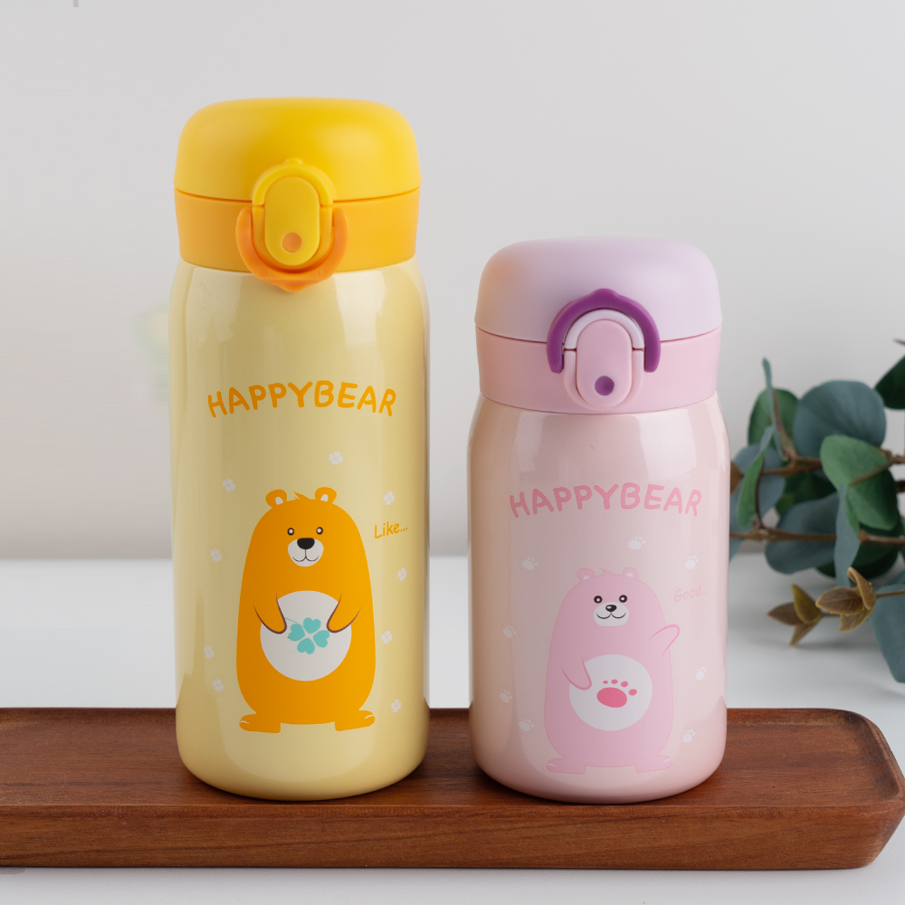 미니 어린이 보온병 보냉병 유치원 초등학생 원터치 텀블러 물병 홈애니 핑크 200ml : 온라인 바른상점