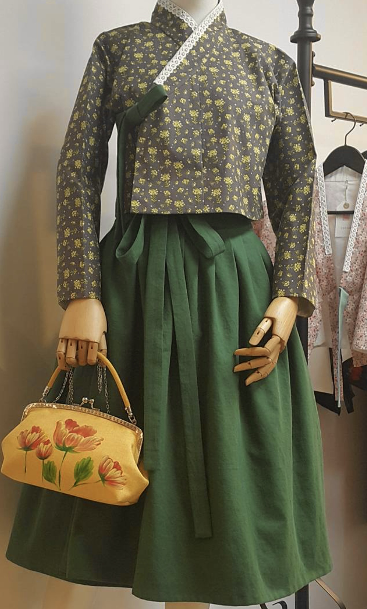 생활한복 린넨 그린 허리치마 : 단미의 바늘꽃이야기
