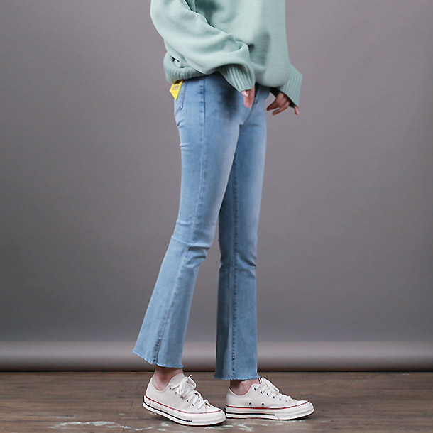 스댕클럽 여성용 하이웨스트 부츠컷 컷팅 청바지 SKD7147 : 스댕클럽