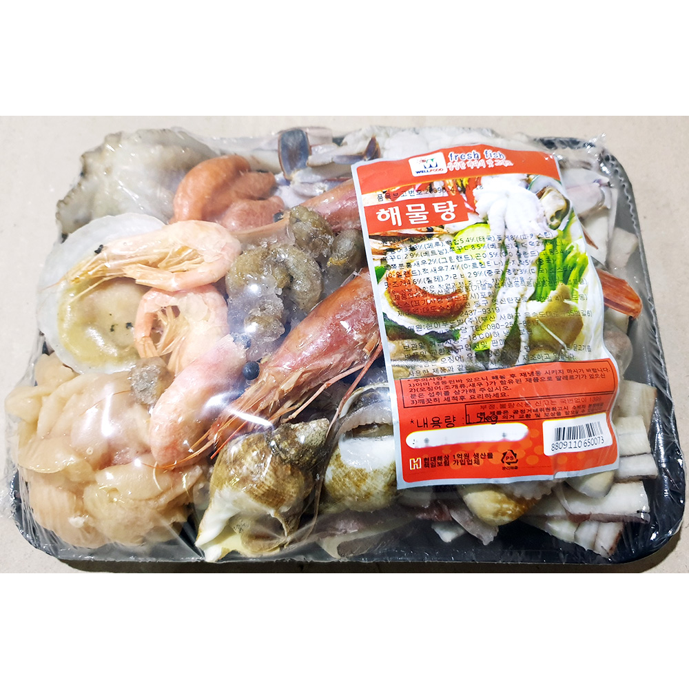 대량 냉동 해물탕재료 1500g/6개 업소용 벌크 밀키트 : 북새바람
