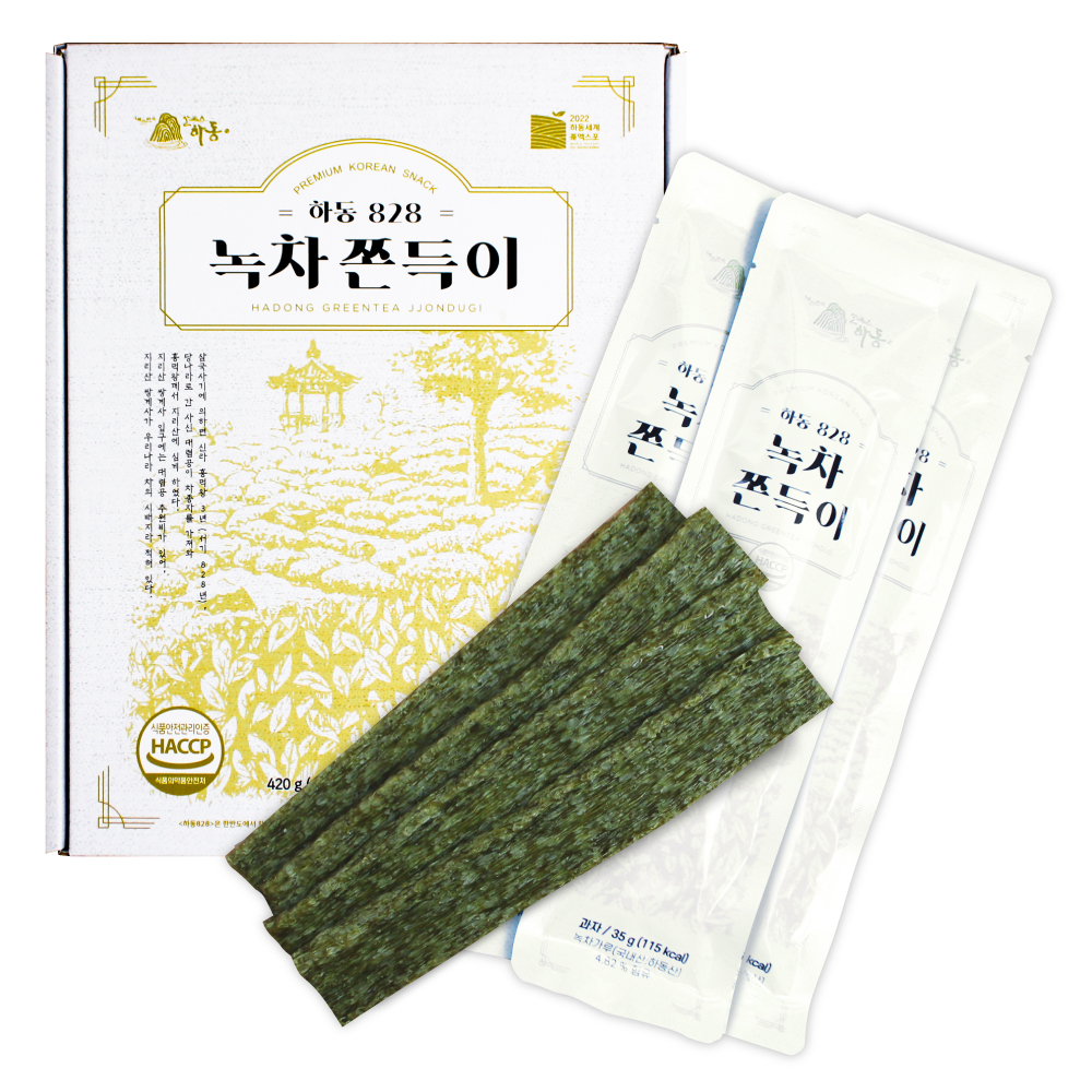 하동828 녹차쫀득이 420g(35gX12개입) 녹차쫀드기 건강 영양 간식 하동 기념품 : 쉼표하나 밀크티
