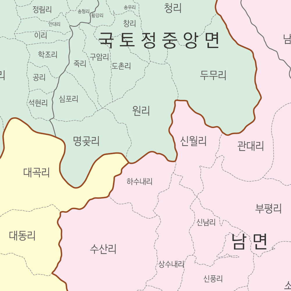 강원도 행정구역지도 (도로경계) 코팅 - 강원지도 거래처 현황 지점망도 : 나우맵