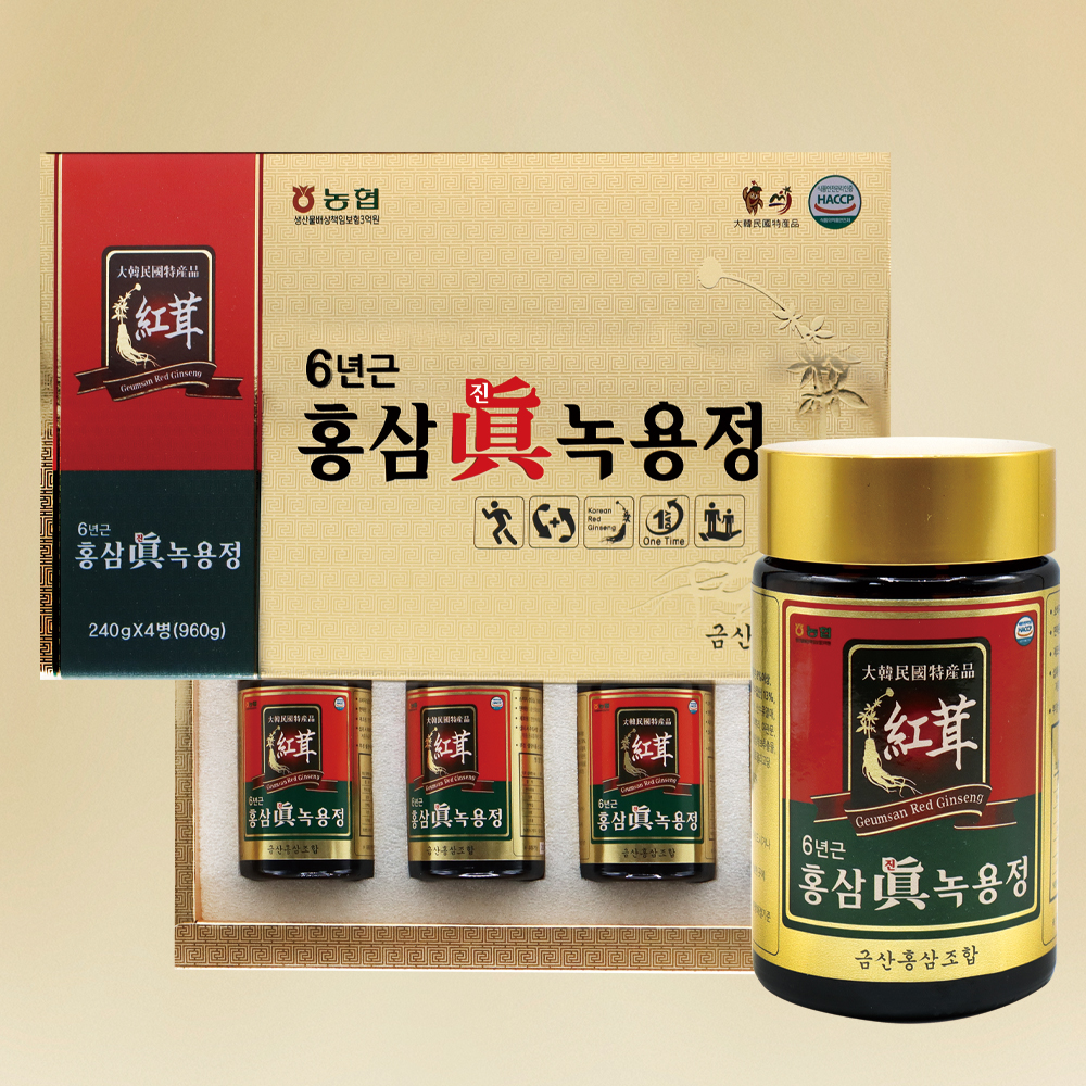 금산홍삼조합 6년근 홍삼진녹용정 240g x4병 홍삼선물세트 건강즙 홍삼진액 홍삼진액 홍삼액 부모님선물 명절선물 : 금산홍삼조합