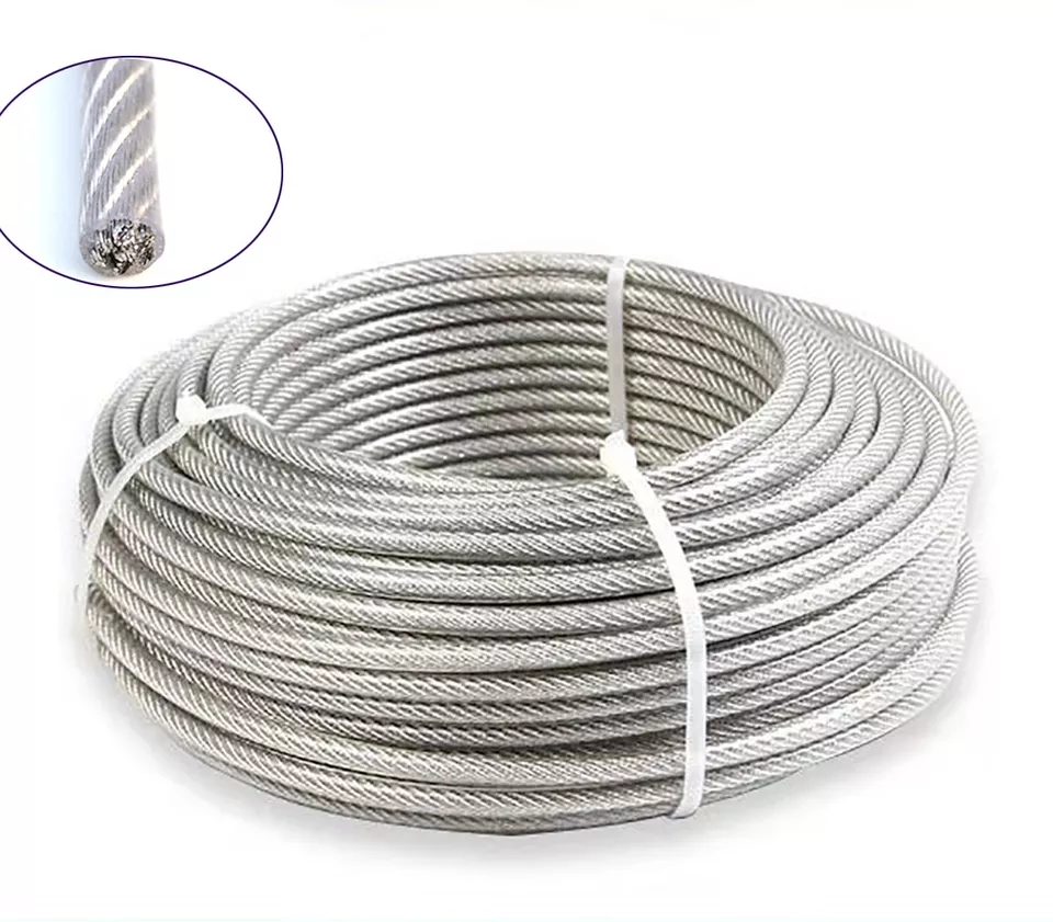국산 코팅와이어 로프 PVC 3mm 100M 와이어줄 무색투명 : 케이에스로프