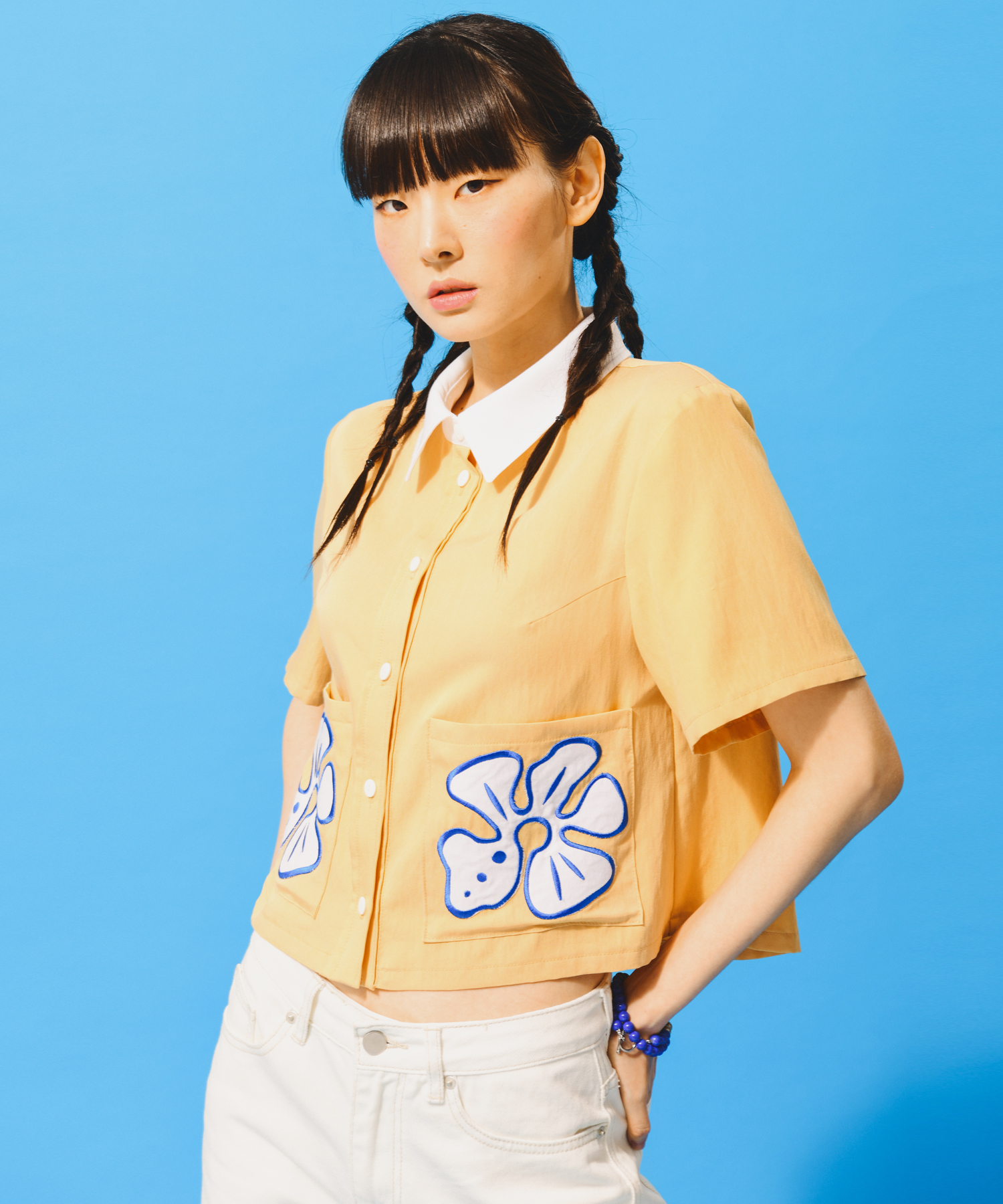 [랄모드][스크래치] 플라워 포켓 셔츠_버터 옐로  / FLOWER POCKET SHIRT_BUTTER YELLOW : 랄모드