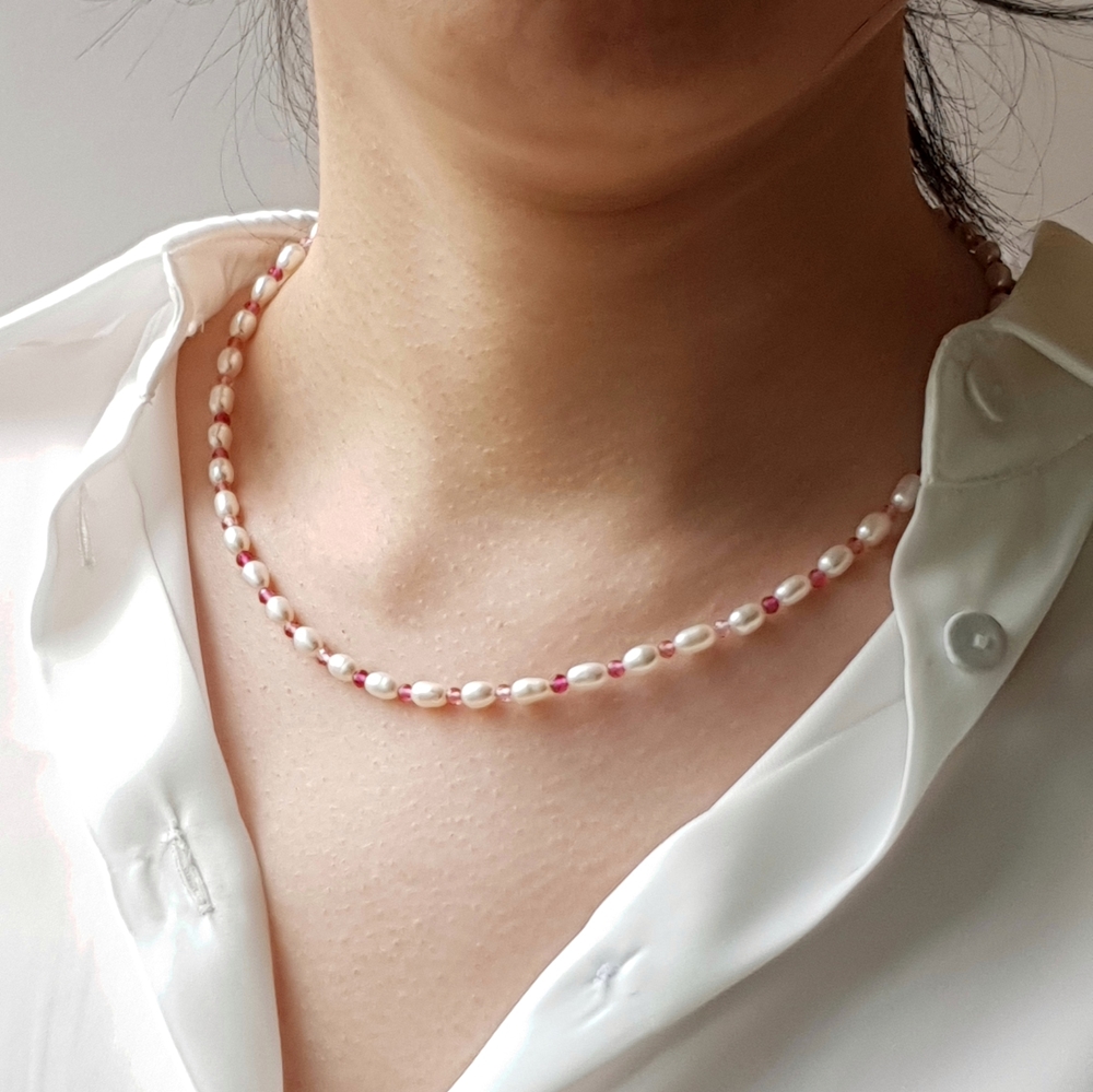 디자인 담수진주목걸이 진주비드목걸이연장체인 포함 : 다운타운 줄리엣