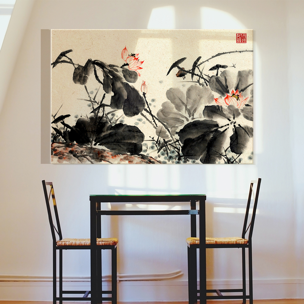 한국화 그림 동양화 민화 액자 수묵 담채화 캔버스 인테리어 묵영함방 가로형 3호 29x21 : 아란아트