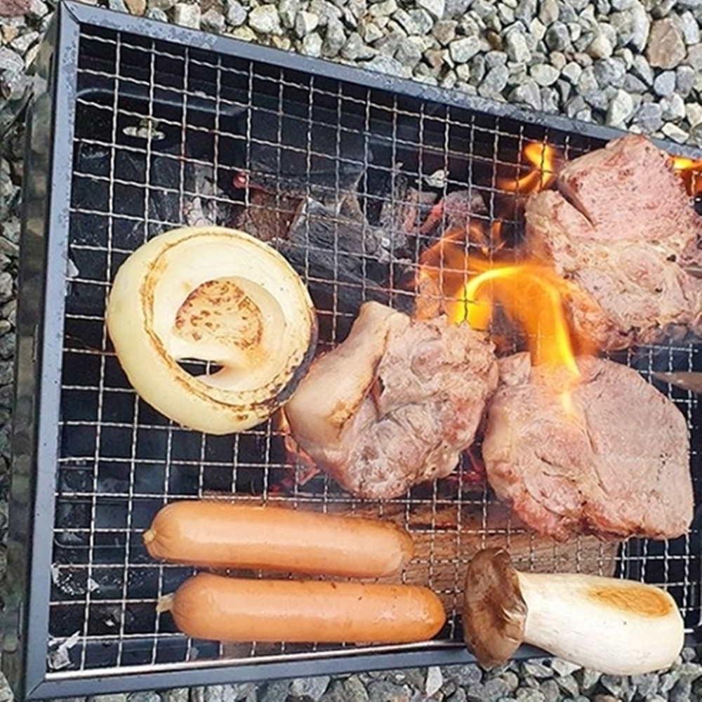 가정용미니화로 캠핑용불판 불멍화로대 숯불 바베큐그릴 야외 : 미미그린