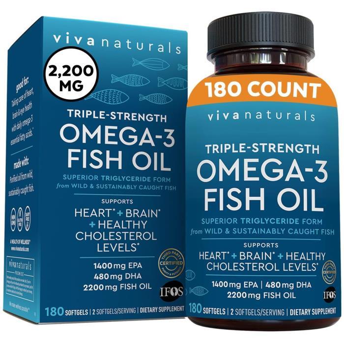 Viva Naturals 오메가-3 2200 mg 180 캡슐 : 준컴