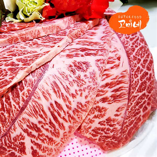 [한우고기케이크] 부채살600g+채끝살150g 선물 이바지 케익 기념 소고기 : 고미네