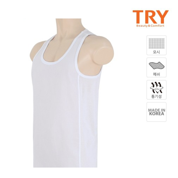 TRY 남성 새모시 매쉬 민소매런닝 세모시 메리야스 1P : 모레아몰