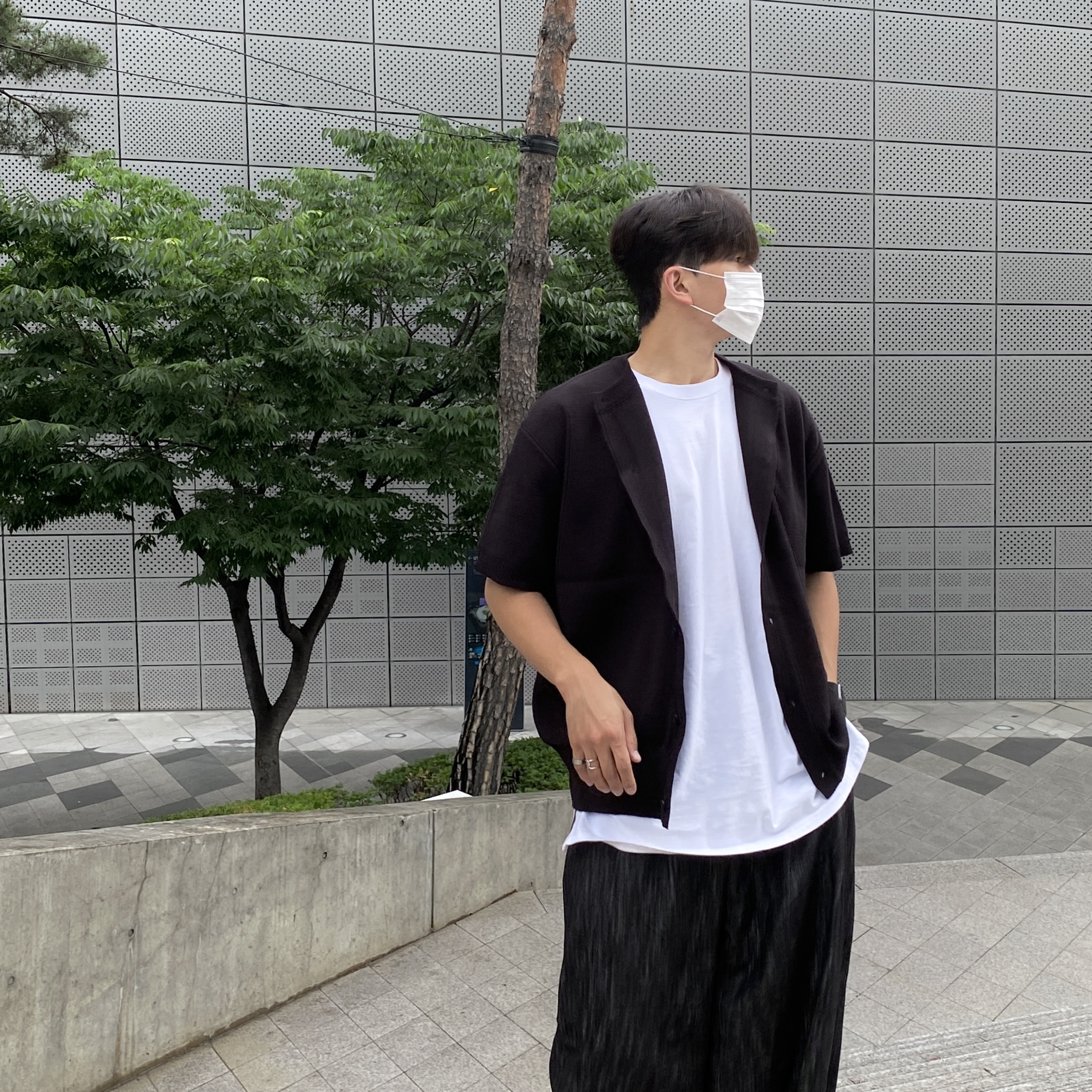 Unisex 랩 반팔 가디건 (3color / 블랙,그레이,올리브) : 에스에스룸 SSROOM