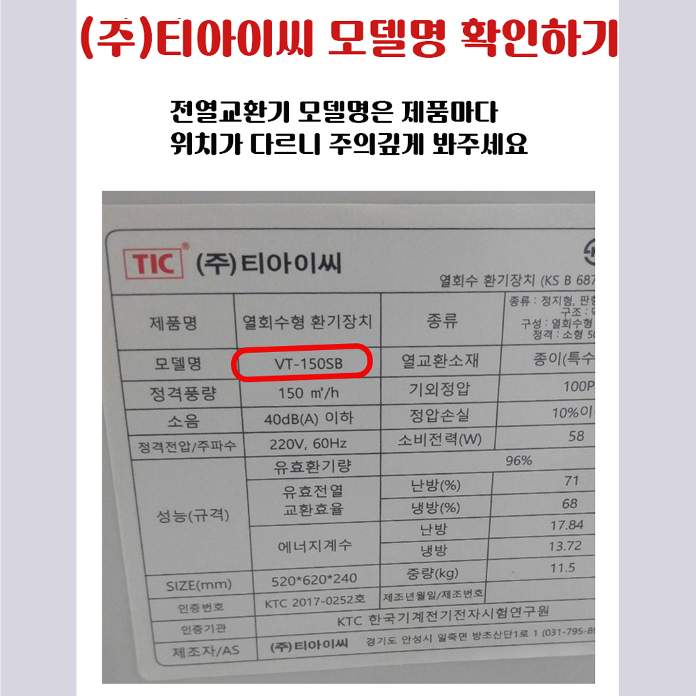 (주)티아이씨 VT-150SB 전열교환기필터 스터디카페필터 헤파필터H13등급 [호환제품] : 미세제로