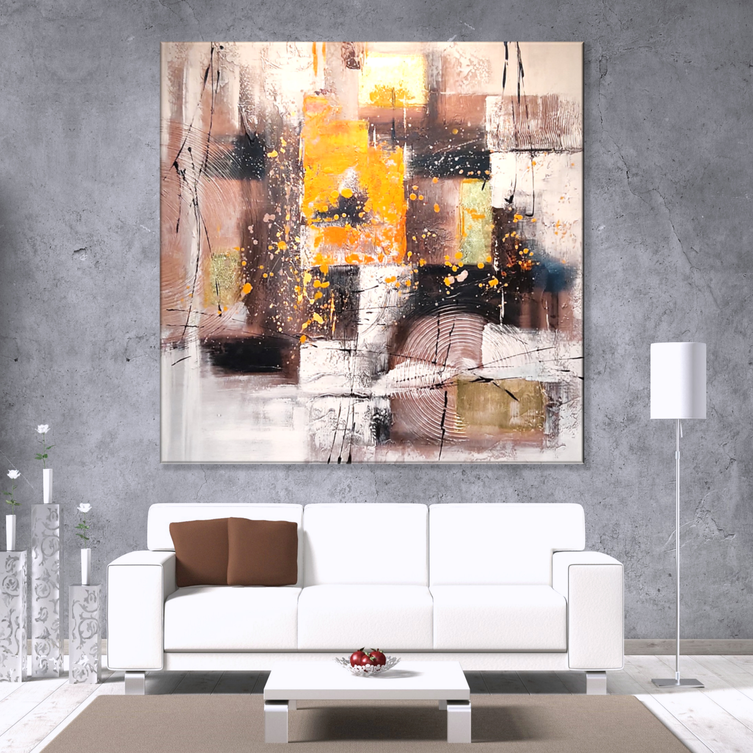 [유화그림] 수제액자 80x80cm 인테리어 유화 거실 사무실 대형 고급스러운 금박추상화 : 한결같이