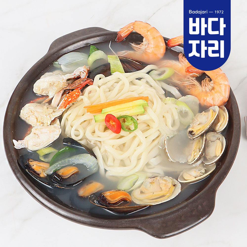 바지락해물칼국수 밀키트 2~3인분 550g 생바지락 생홍합 꽃게 새우 : 바다자리