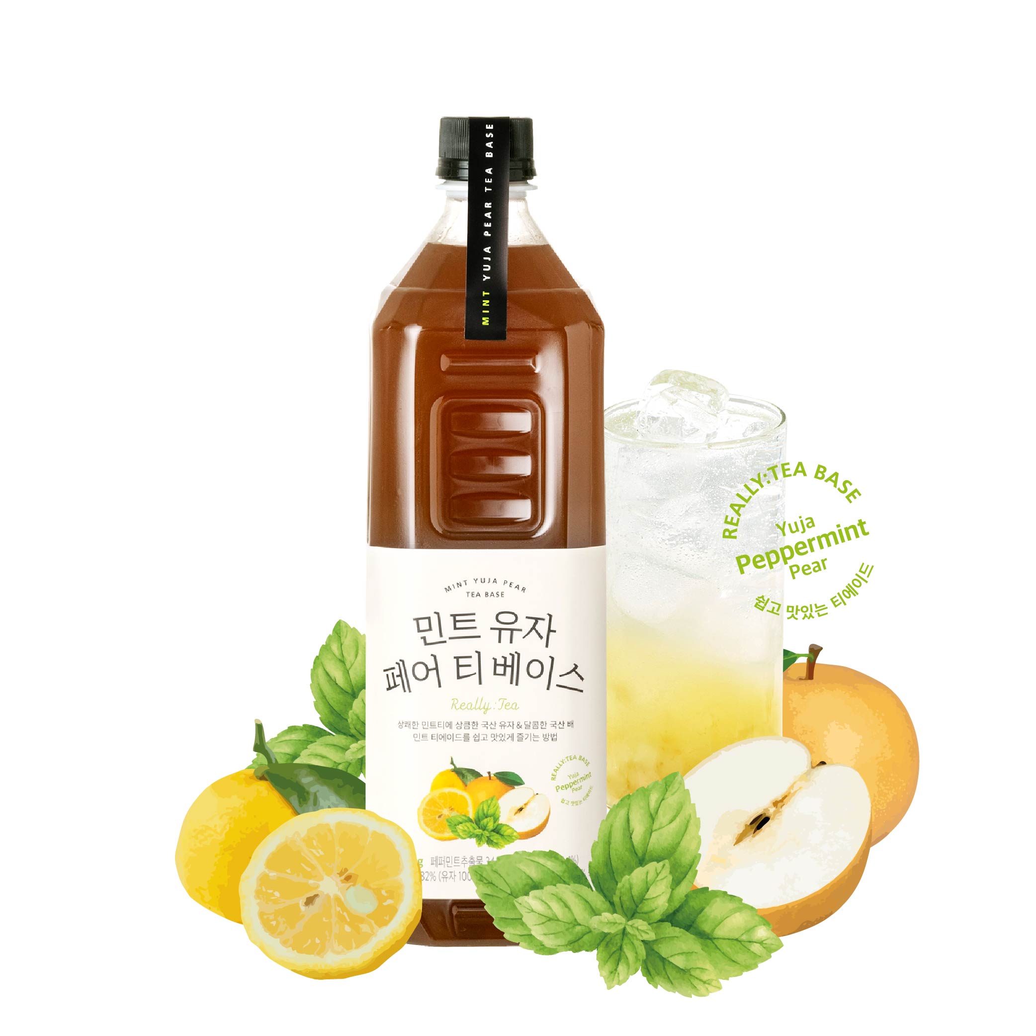 룩아워티 무카페인 민트 유자 페어 티베이스 농축액 1,300g : 룩아워티