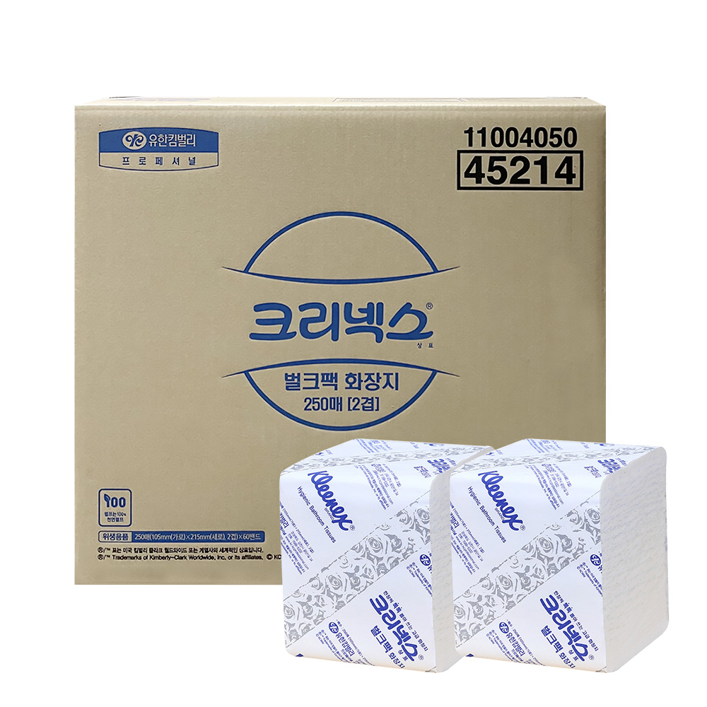 크리넥스 벌크팩 뽑아쓰는 화장지 250매 60밴드 2겹 45214 : 유한킴벌리 지킴이몰