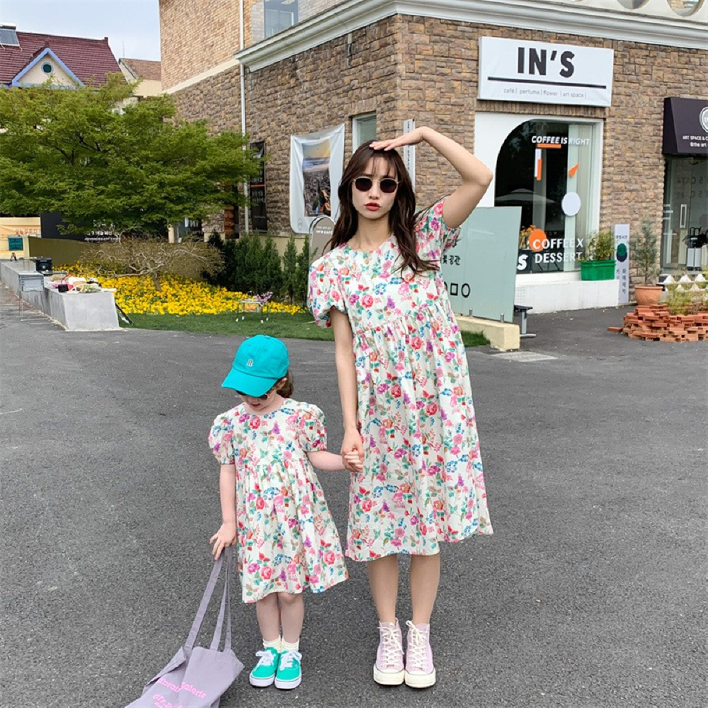패턴 플라워 아동 맘커플원피스 : 베베아꽁
