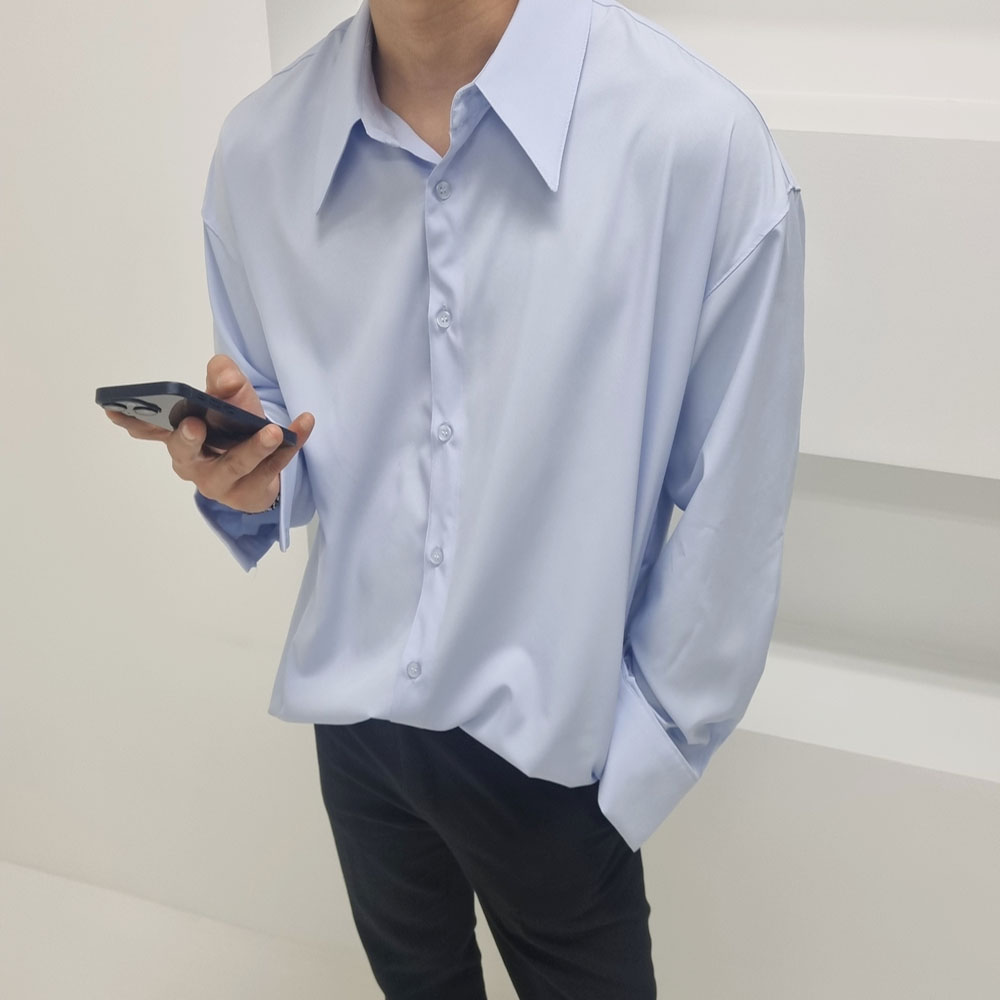 남자 사계절 오버핏 찰랑 리드 커프스 셔츠 남방 3컬러 : 애즈나인