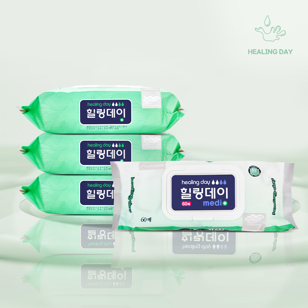 빅사이즈 대형 힐링데이 물티슈 일반형/엠보형 60매 : 로운상사