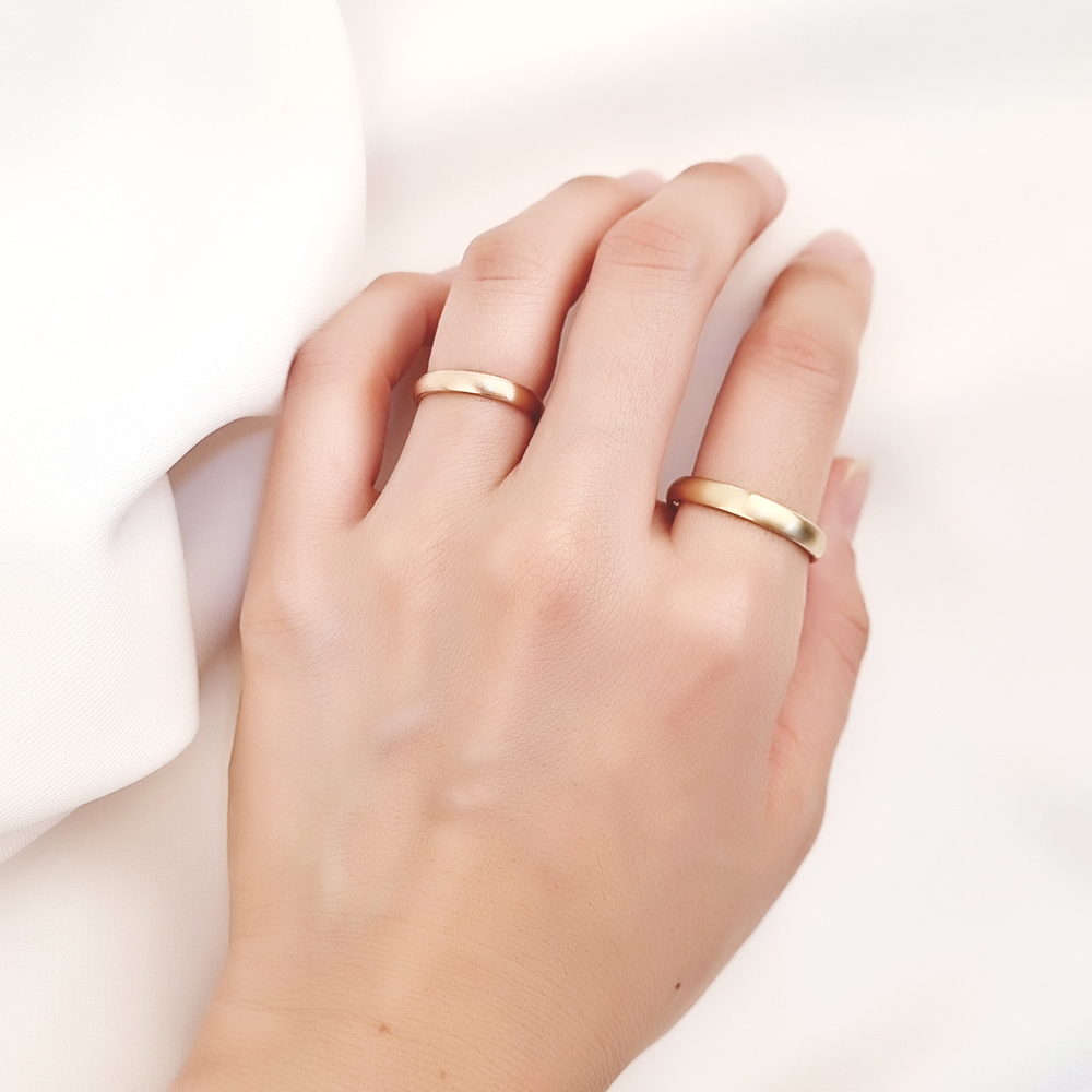 14k/18k 무광 엥게이지 링반지 커플링 우정링 안굴림 반지(핸드메이드공방제작) : 만보당