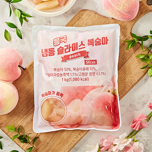흥국에프엔비 냉동 슬라이스 복숭아 1kg [복숭아 50%] X 4개 : 고고커피 스토어