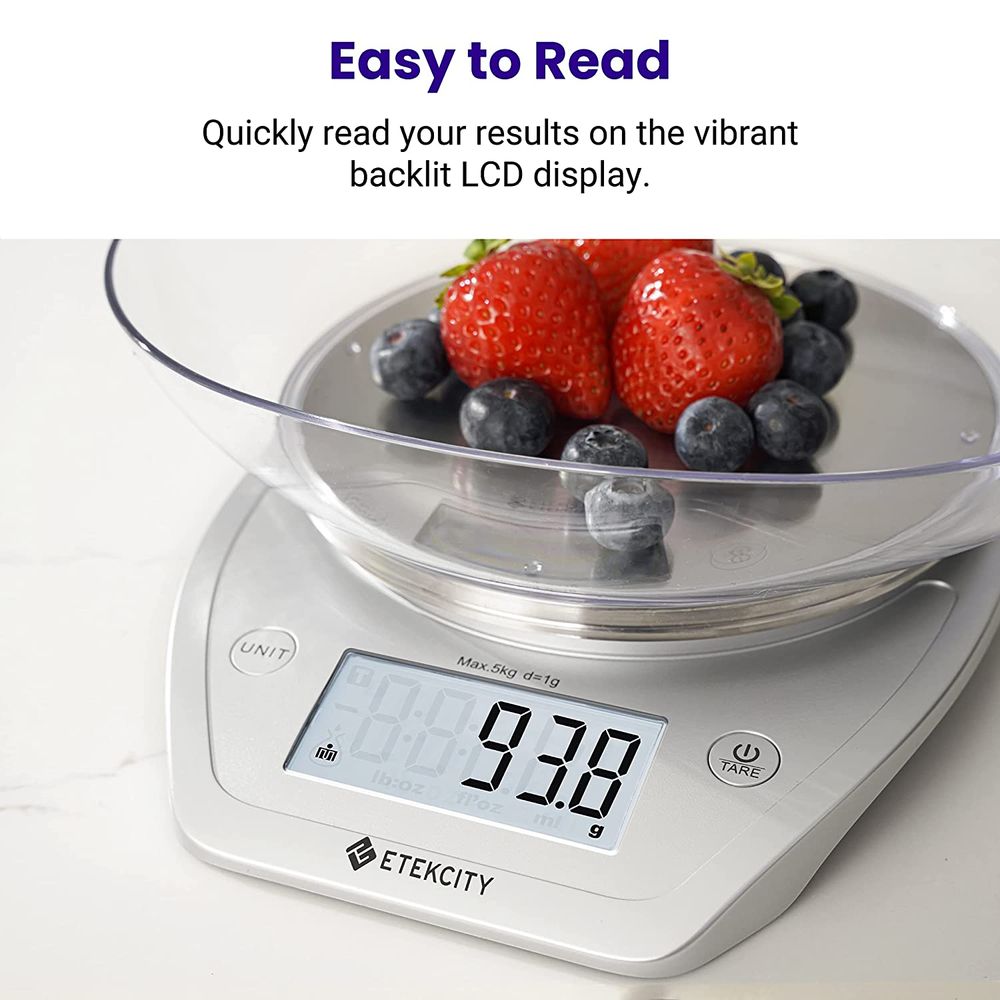 Etekcity 보울형 저울 실버 스테인리스 스틸 5kg   0.1g 단위저울 Etekcity 0.1g Food Kitchen Scale, Bowl, Digital Grams : 천조국상점