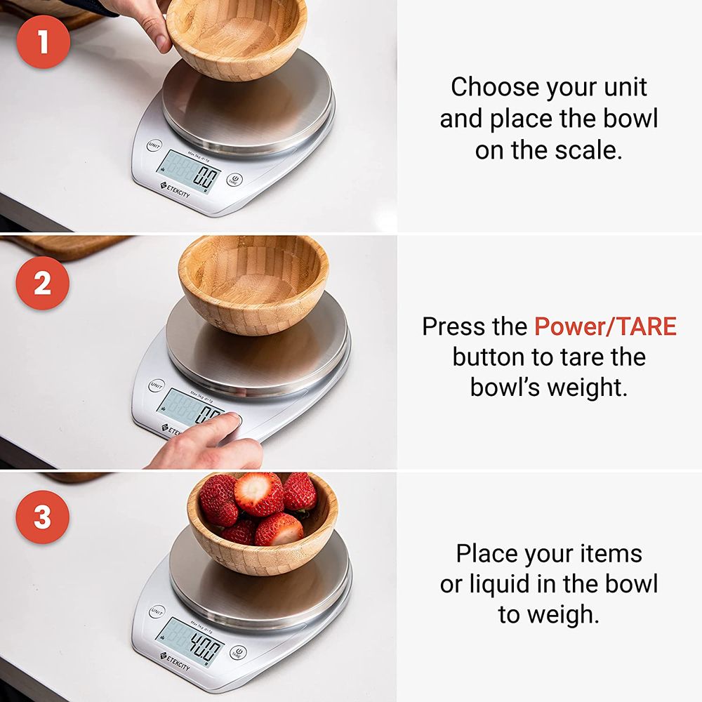 Etekcity 보울형 저울 실버 스테인리스 스틸 5kg   0.1g 단위저울 Etekcity 0.1g Food Kitchen Scale, Bowl, Digital Grams : 천조국상점