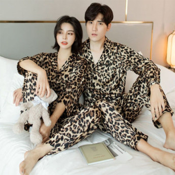 레오파드 호피실크잠옷세트 커플 긴팔 반팔 간절기 사계절 파자마 홈웨어 빅사이즈 : BRILLER브리이에