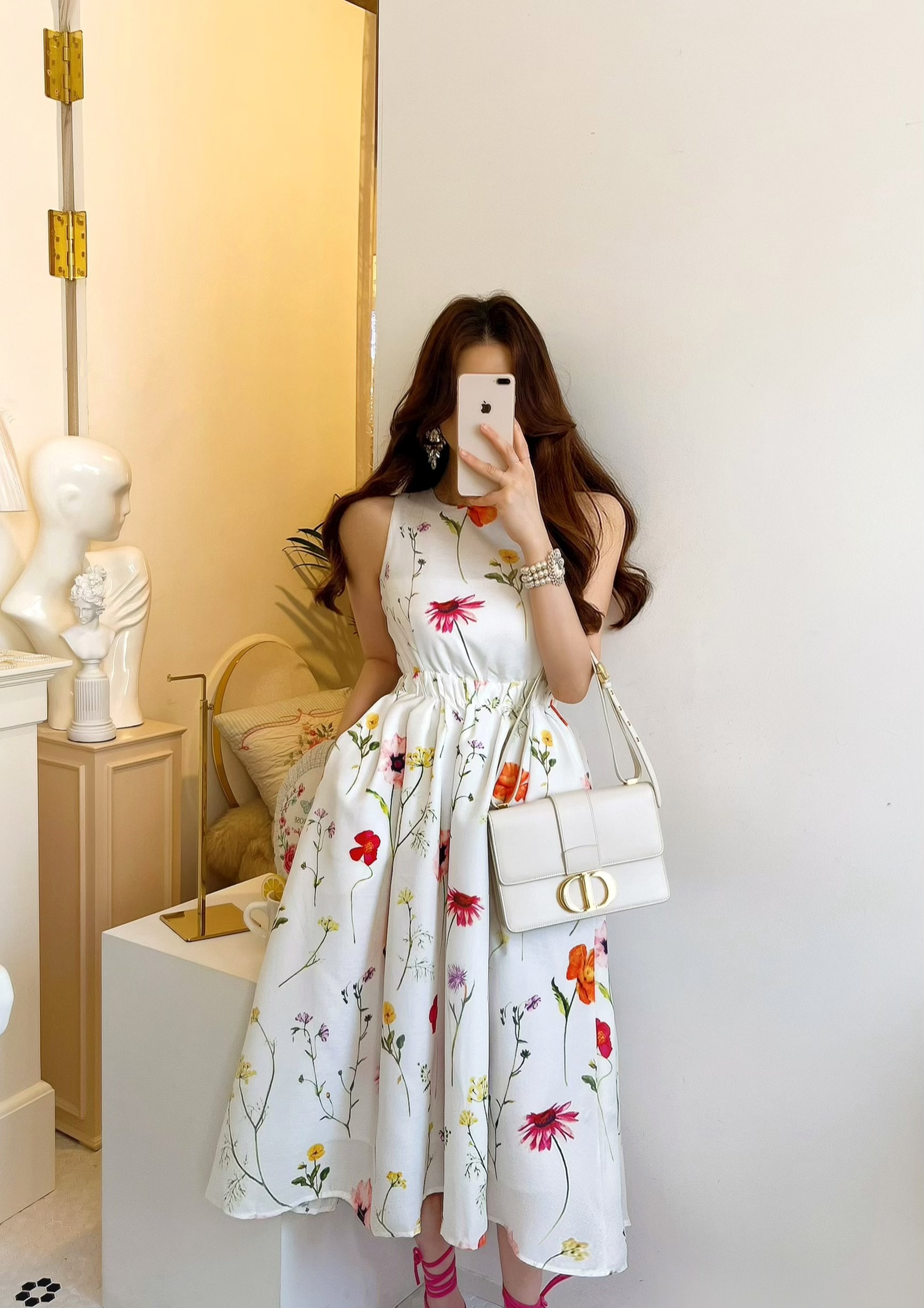 (무배) 아뜰리에 백리스 플라워 롱원피스 (꽃무늬,패턴,컬러풀) [비비아레이디] : vivia