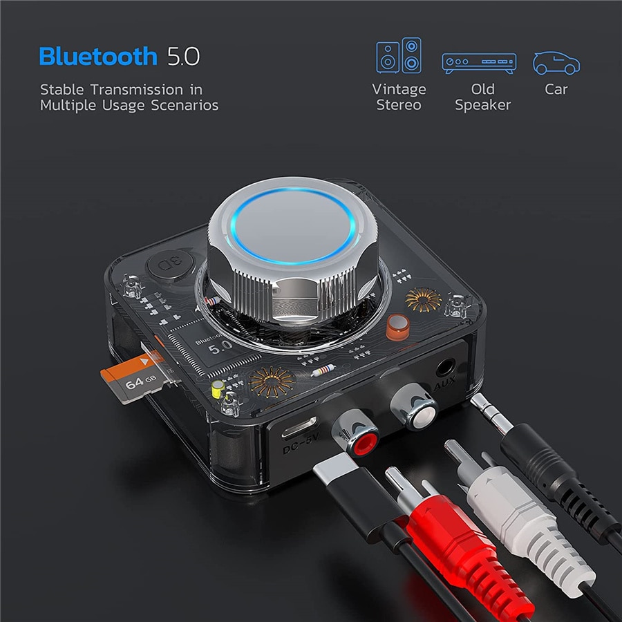 블루투스 5.0 무선 어댑터 동글 오디오 송수신기 : GUTTE