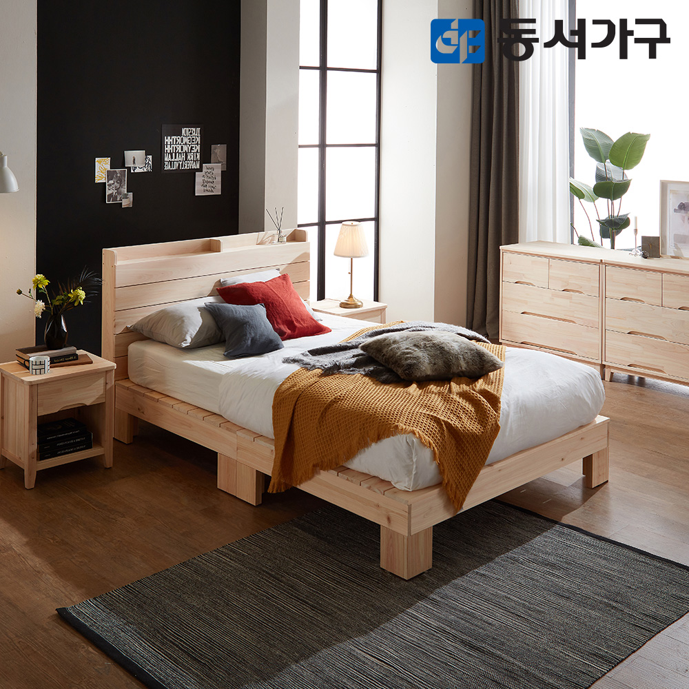 동서가구 숲 편백나무 100% 프레임 1000 수납헤드 원목 침대 슈퍼싱글 SS+필로우탑 9존독립 매트리스 DF640874 : 동서가구 스토어
