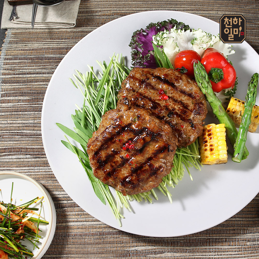 천하일미 홍석천 이원일 국내산 직화떡갈비 총20장 매콤10팩 떡갈비 패티 : 스타맘-STARMAM