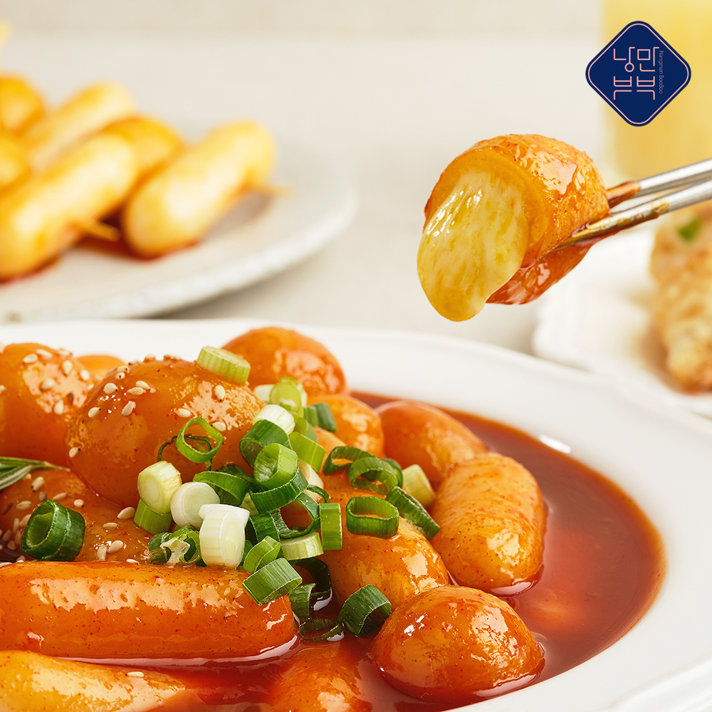낭만부부 치즈 떡볶이 밀키트 2인분(500g) 옛날 국물 가래떡 세트 떡복기 재료 : 낭만부부
