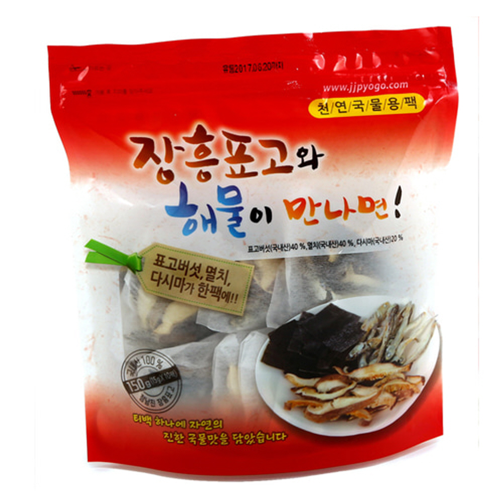 100% 국내산 표고와 해물이만나면 천연조미료 천연다시팩 대용량 맛내기 찌개 탕 국물 : JJ코퍼레이션