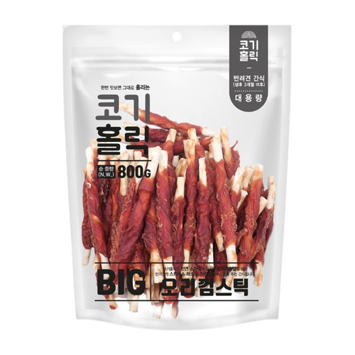 코기홀릭 대용량 강아지간식 빅 오리고기 껌스틱 800g : 스테이잡화점