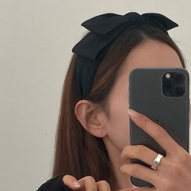 2컬러 왕 리본 머리띠 블랙 화이트 헤어밴드 : 지야월드