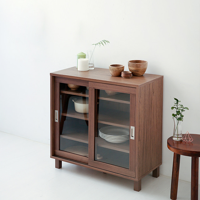 숄리드 슬라이딩 2문 수납장 CHM8380A 800x400x830mm, 1단, 미들브라운0827.6635 : 마켓비 공식스토어