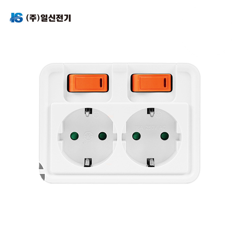 국산 일신전기 개별 절전 2구 멀티탭(스위치) 전선없음 : 강남대흥
