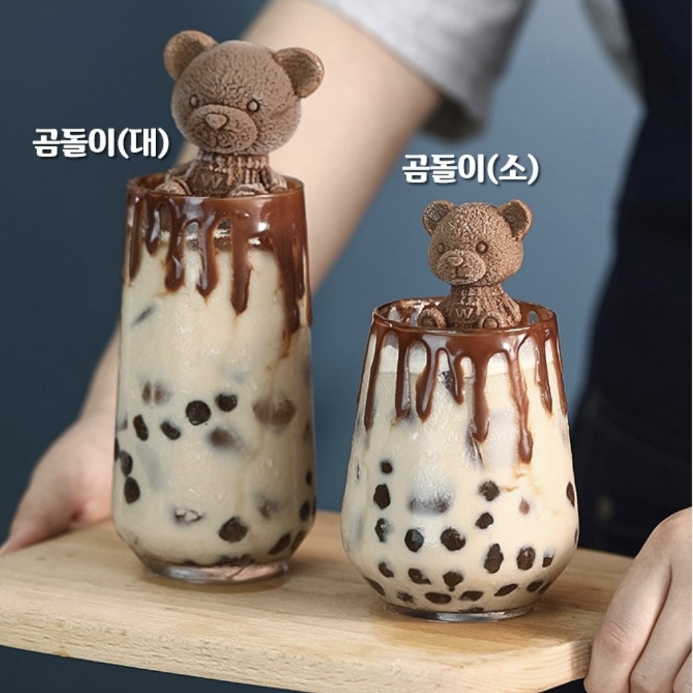 곰돌이 실리콘 몰드 홈카페 장미 모양 얼음틀 감성 아이스트레이 : 퀴니하우스