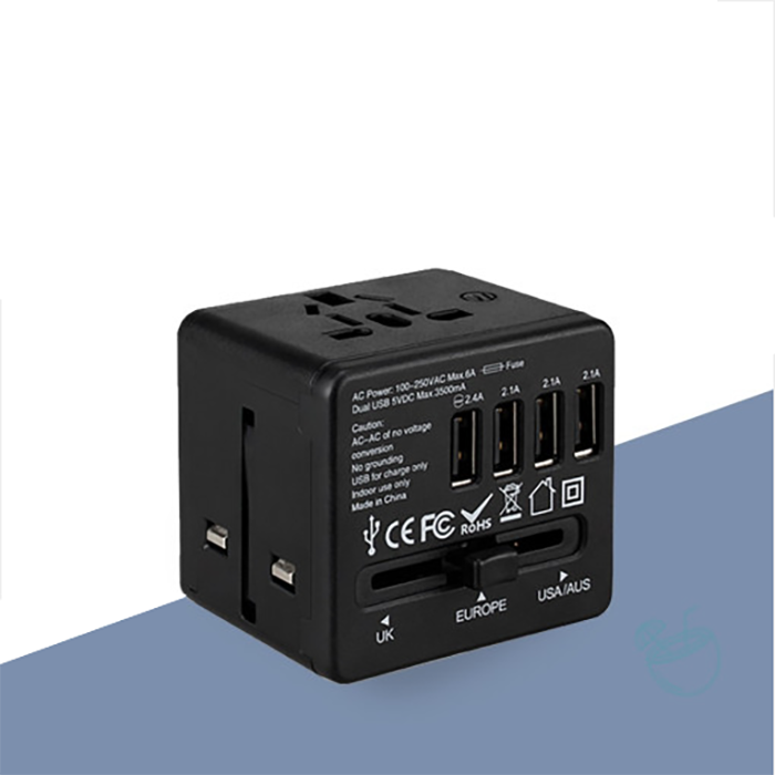 투어테크 해외여행용 멀티어댑터 사각 4USB 블랙 : 엠케이몰샵