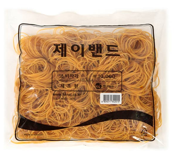 노란 고무줄 노랑 고무밴드 문구 사무 포장 교재 대용량 고무 포장 다량 끈 : 협성문구