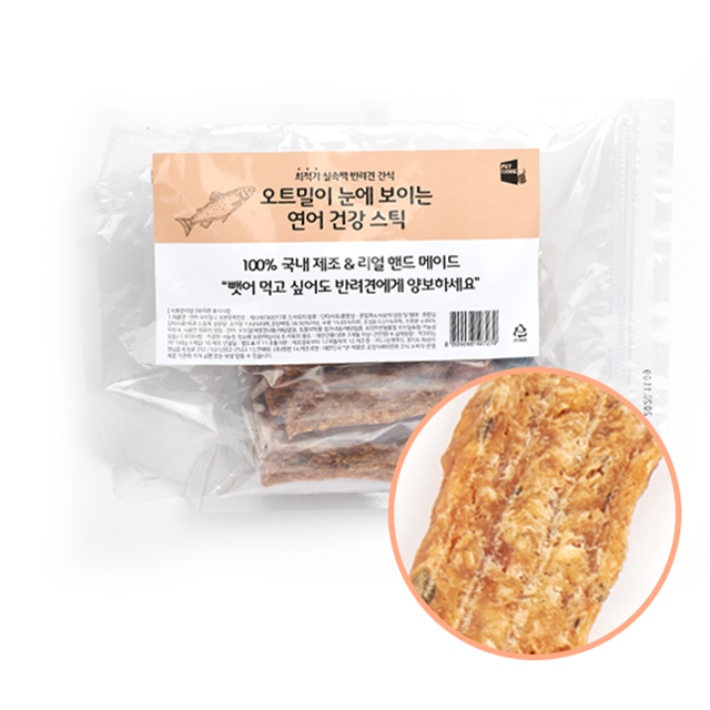 펫컴 오트밀 건강스틱 치킨 양고기 연어 오리 4종 300g 대용량 애견 강아지 간식 : 펫컴
