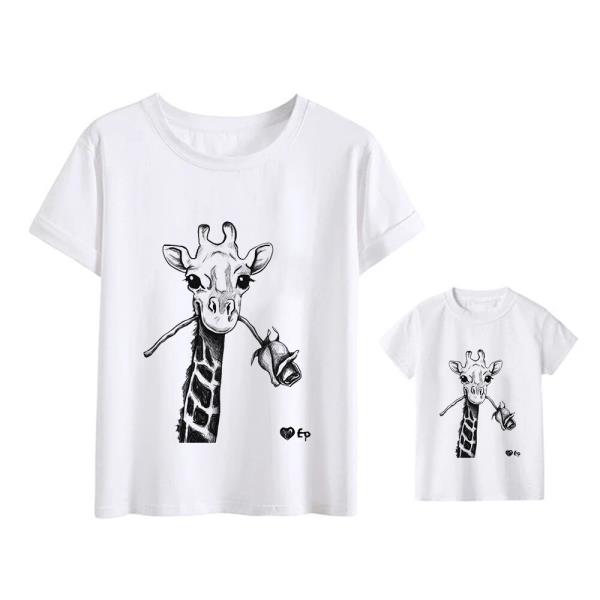 가족 단체복엄마와 딸 옷 거리 스타일 기린 T 셔츠 가족 모양 복장 아이 Tshirt 아빠와 아들 : 까미유상점