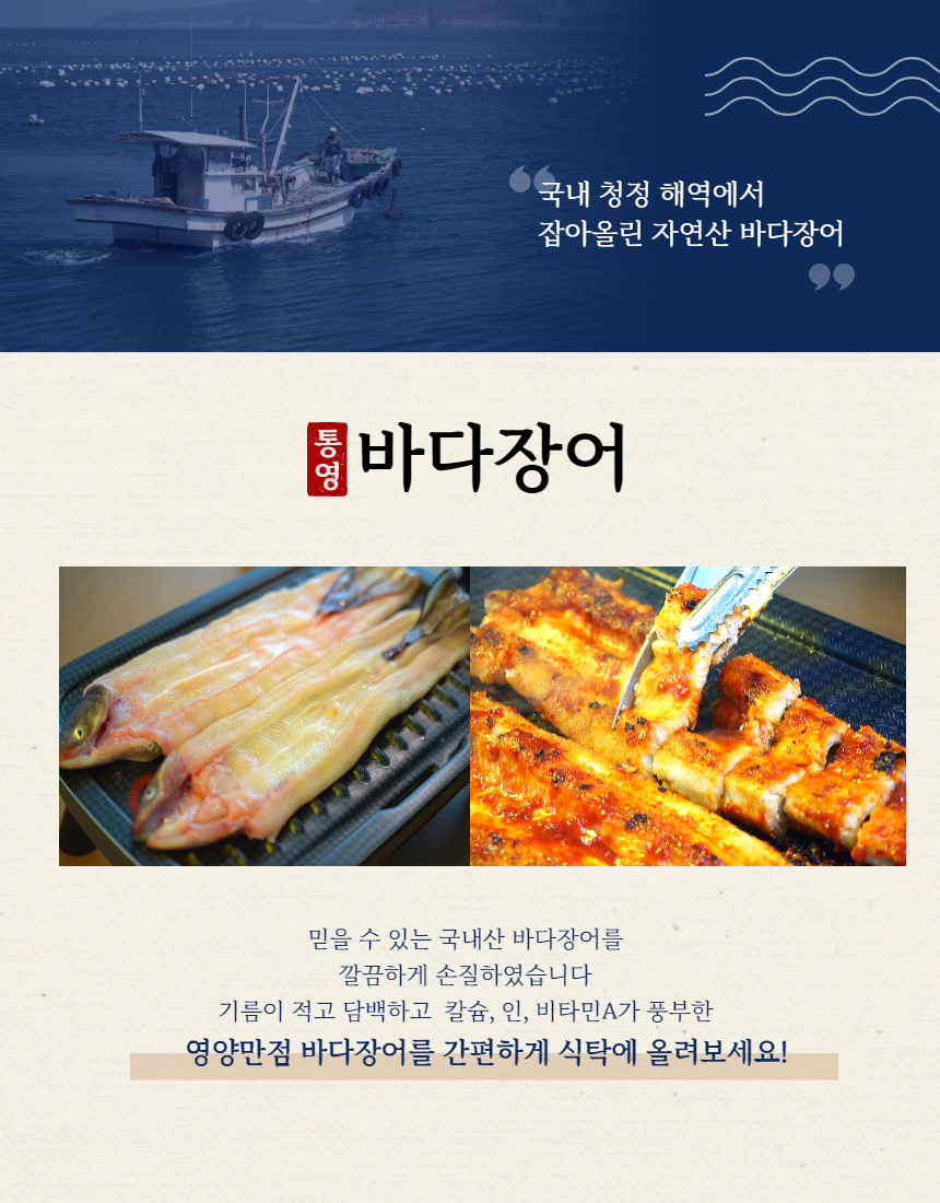통영장어 바다장어1kg 자연산바다 구이 붕장어 손질 : 유지상회